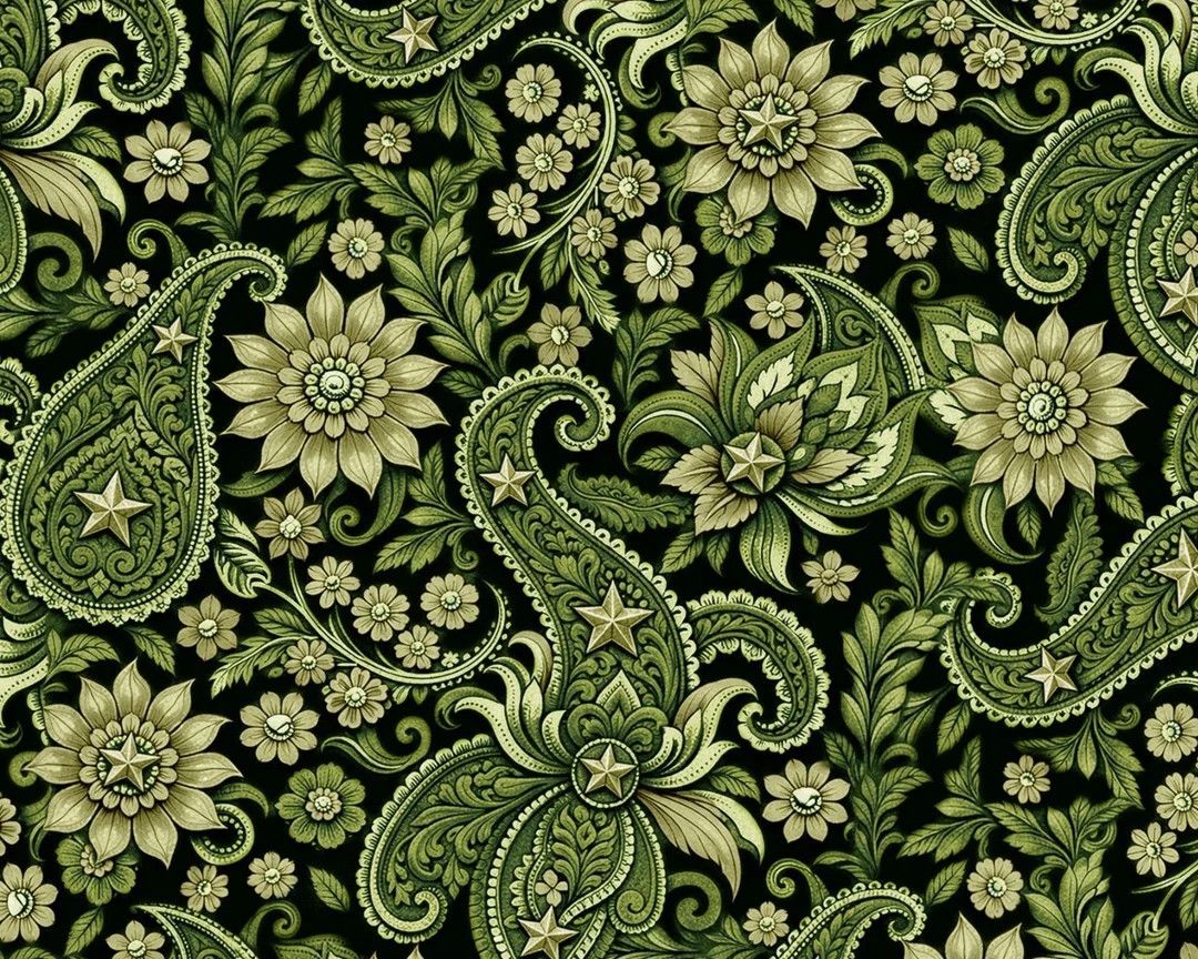 Western Paisley Green &amp; Black