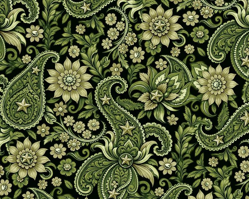 Western Paisley Green &amp; Black