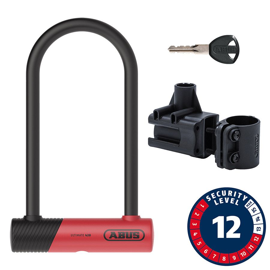 CADENAS ABUS ULTIMATE 420K, Cadenas en U, Clé, 150x230mm, 5.9''x9'', Épaisseur en mm: 14mm, Rouge