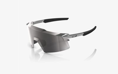 100% Aerocraft Sunglasses, Gloss Black Chrome frame - HiPER Silver Mirror Lens