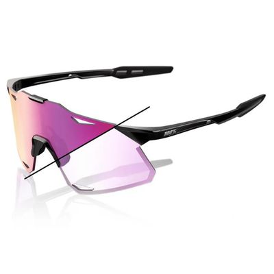 100% Hypercraft Sunglasses, Gloss Black frame - Purple Mirror Photochromic Lens