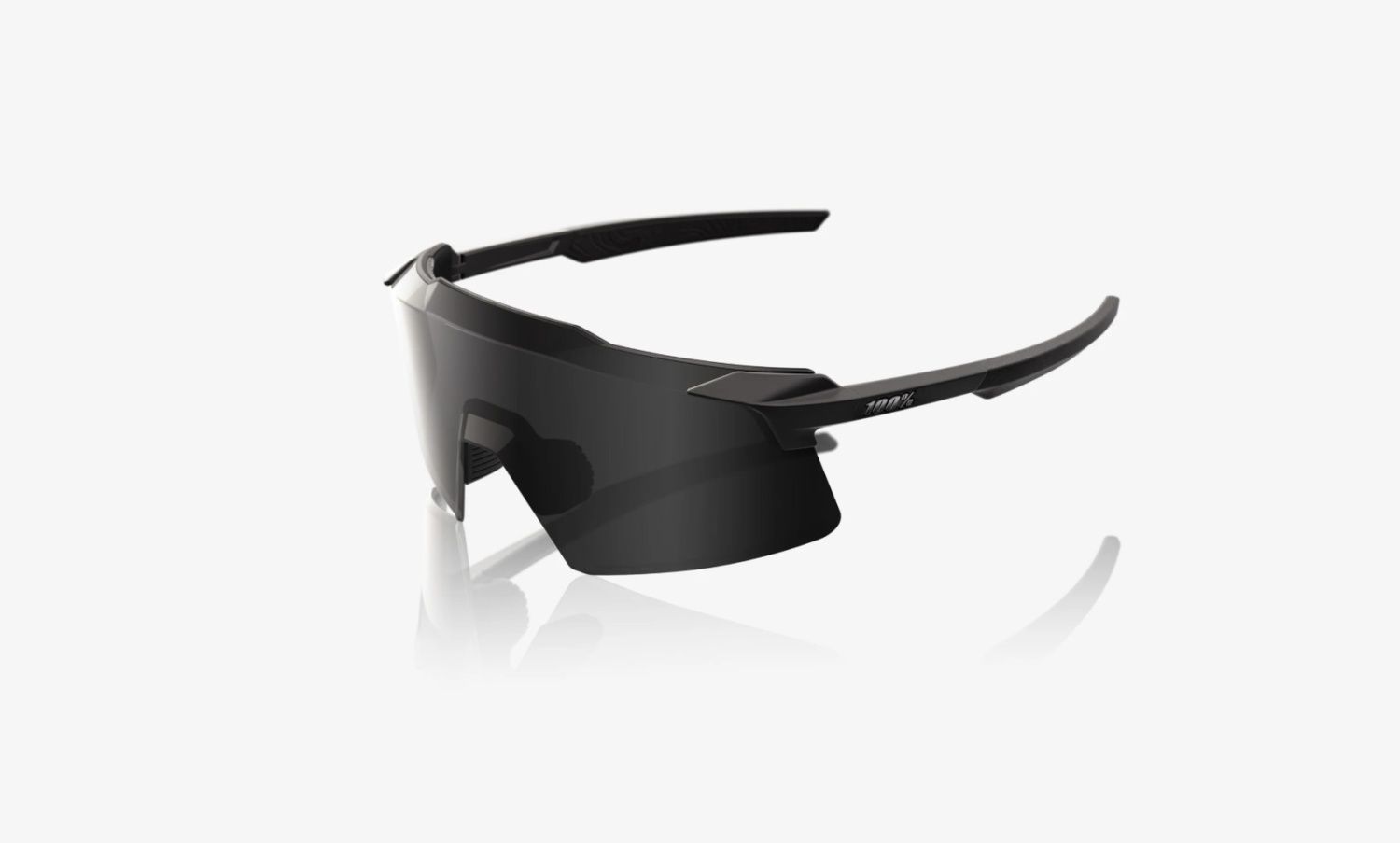 100% Aerocraft Sunglasses, Matte Black frame - Black Mirror Lens