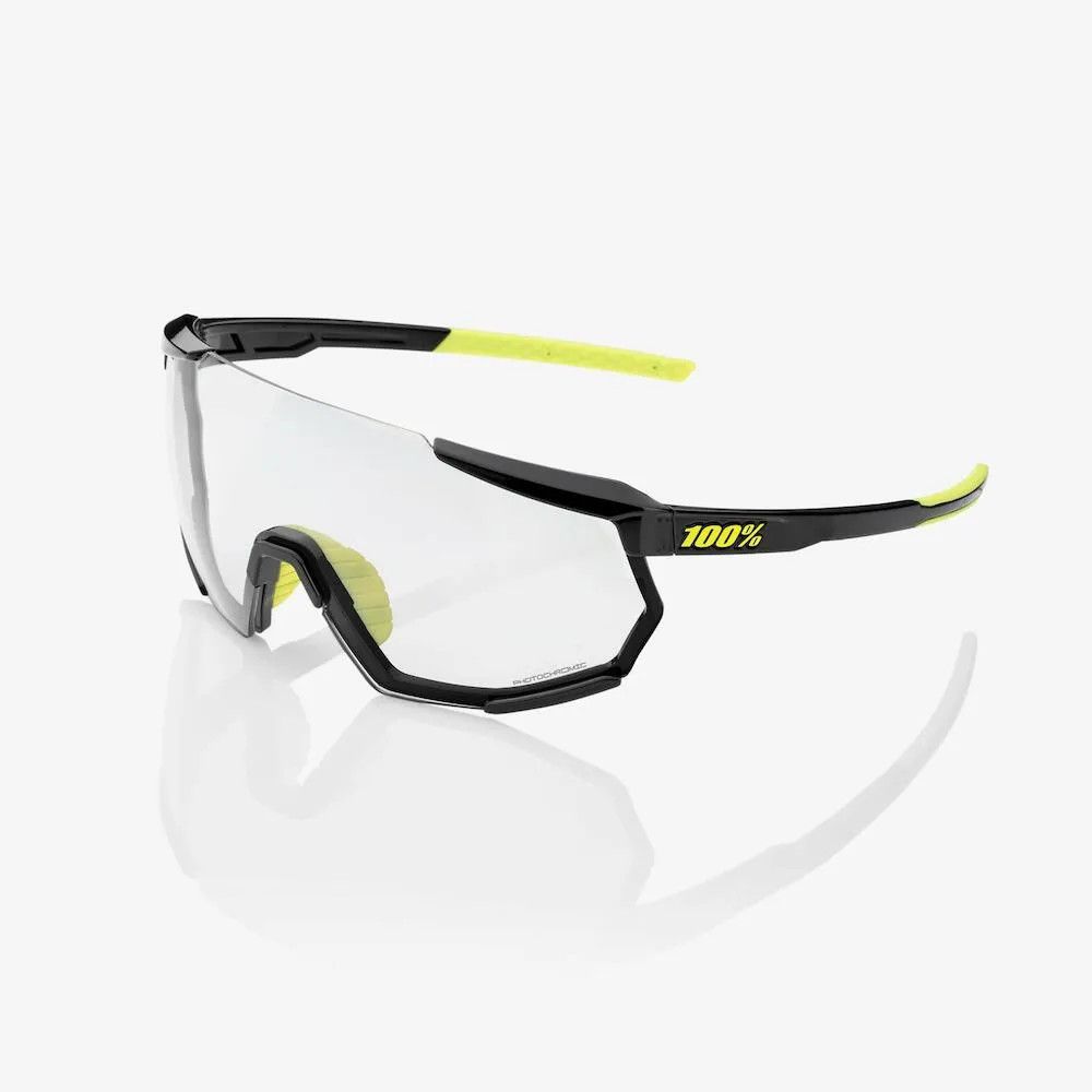100% Racetrap 3.0 Sunglasses, Gloss Black frame - Photochromic Lens
