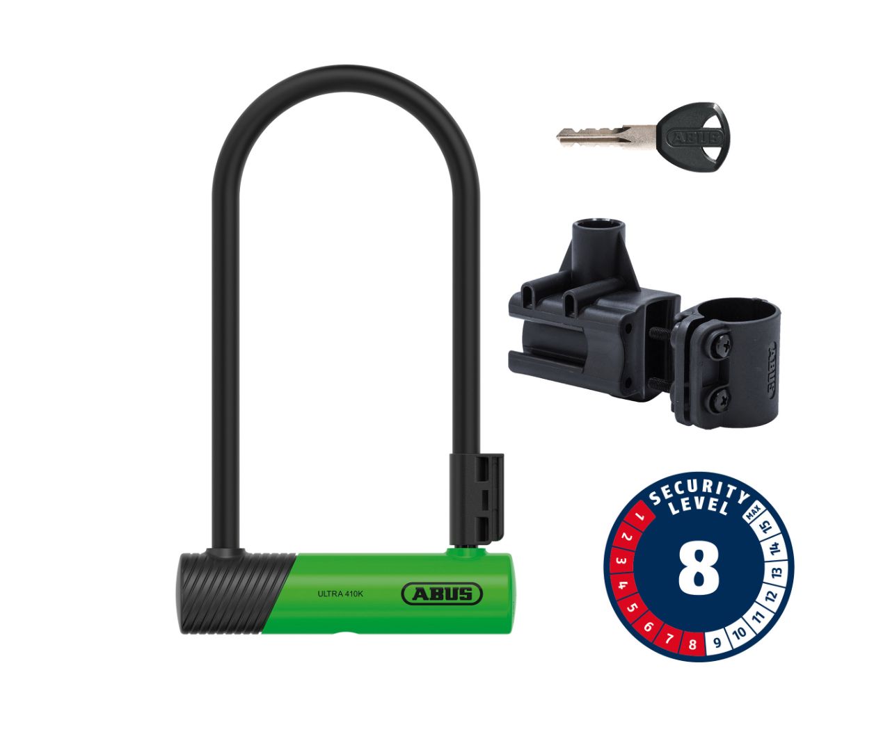 CADENAS ABUS ULTRA 410K, Cadenas en U, Clé, 12mm, 170x230mm, 6.7''x9'', SH34, Vert
