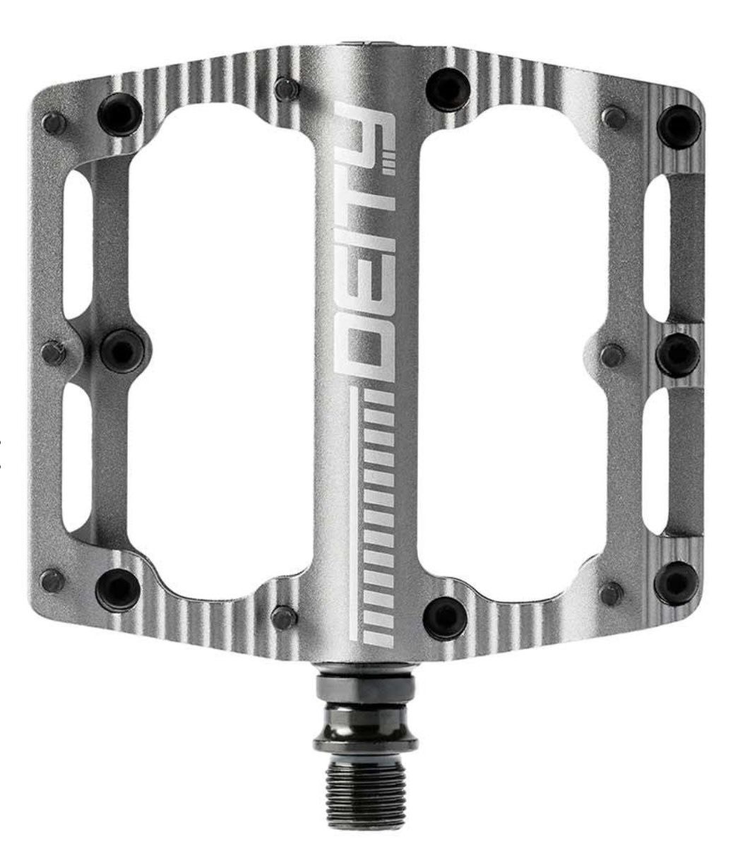Deity, Black Kat, Platform Pedals, Aluminium body, Cr-Mo axle, 100mm x 100mm, Platinum