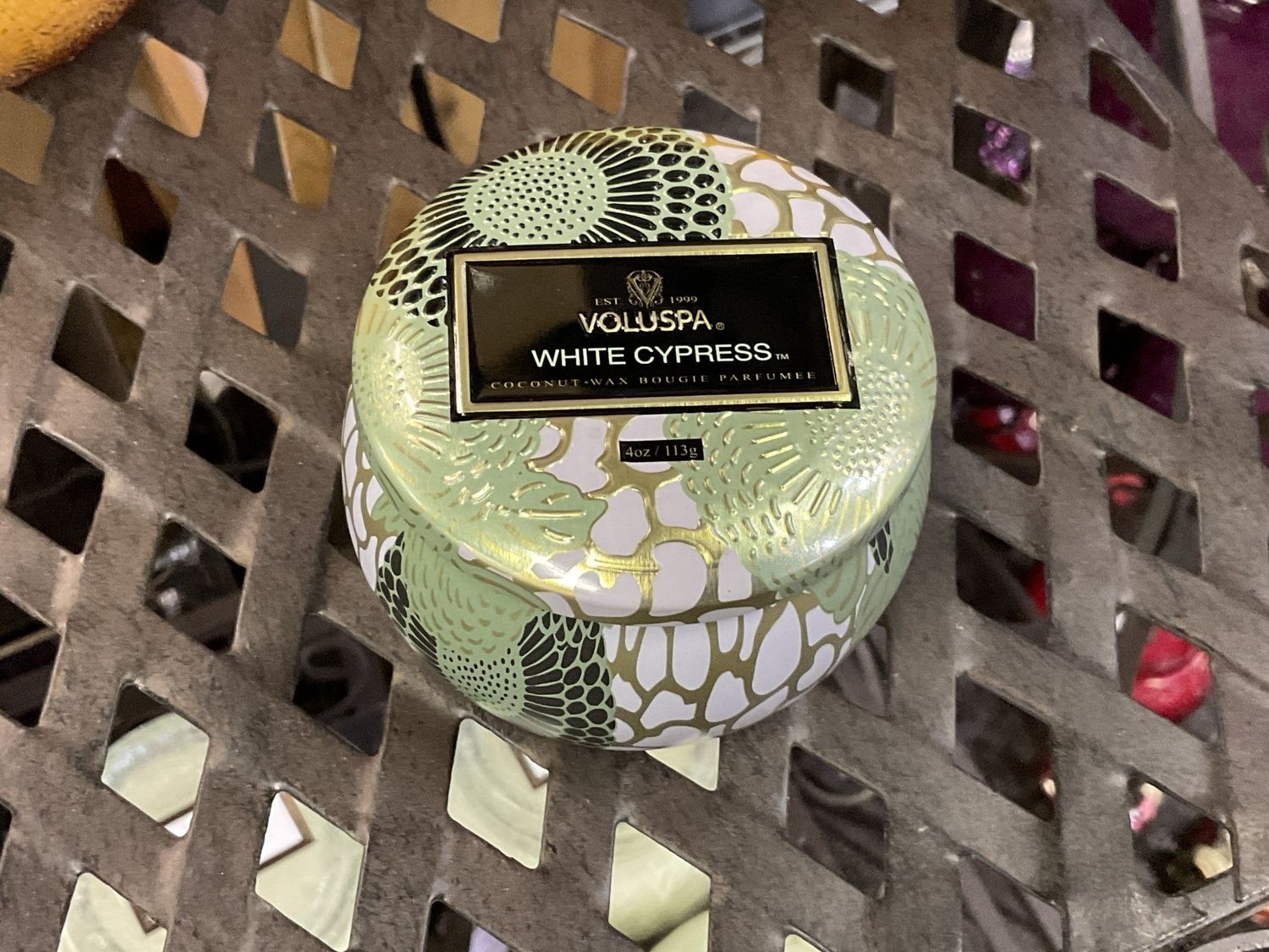 Voluspa White Cypress Mini Tin Candle