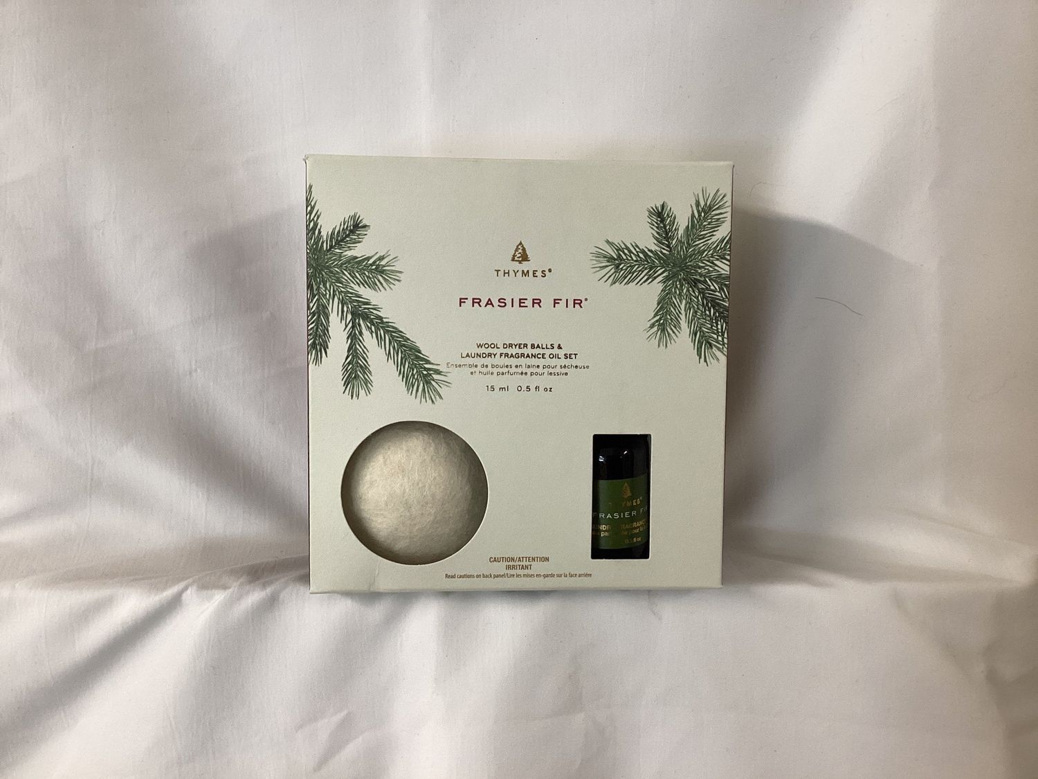 Thymes Frasier fir wool dryer balls &amp; laundry fragrance oil set 5oz