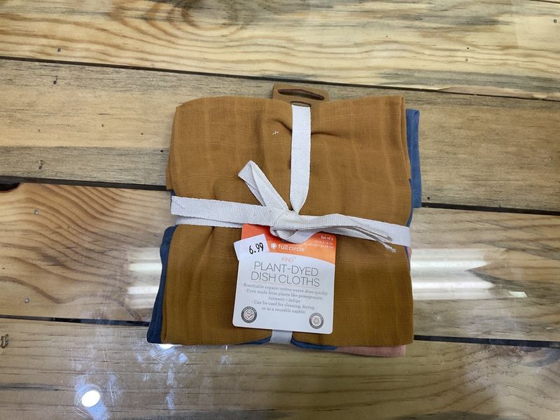 Full circle Plant Dyed Dish Cloths 12 in x 12 Set of 3