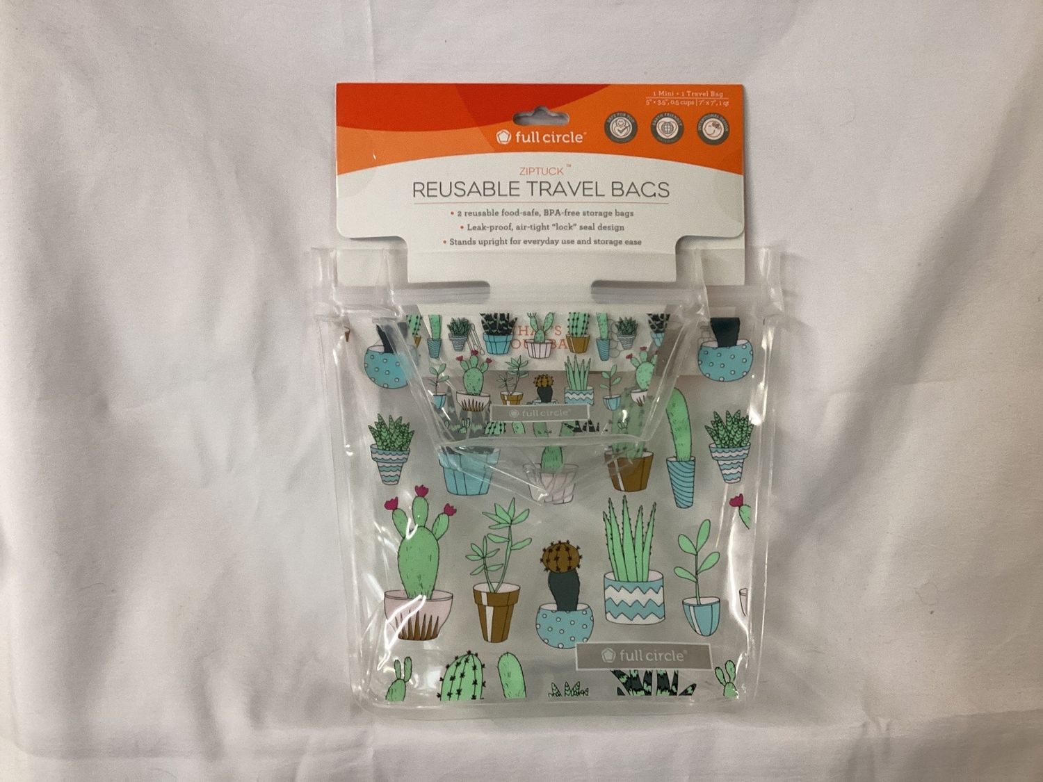 Full circle Ziptuck ReuseableTravel Bags Cactus