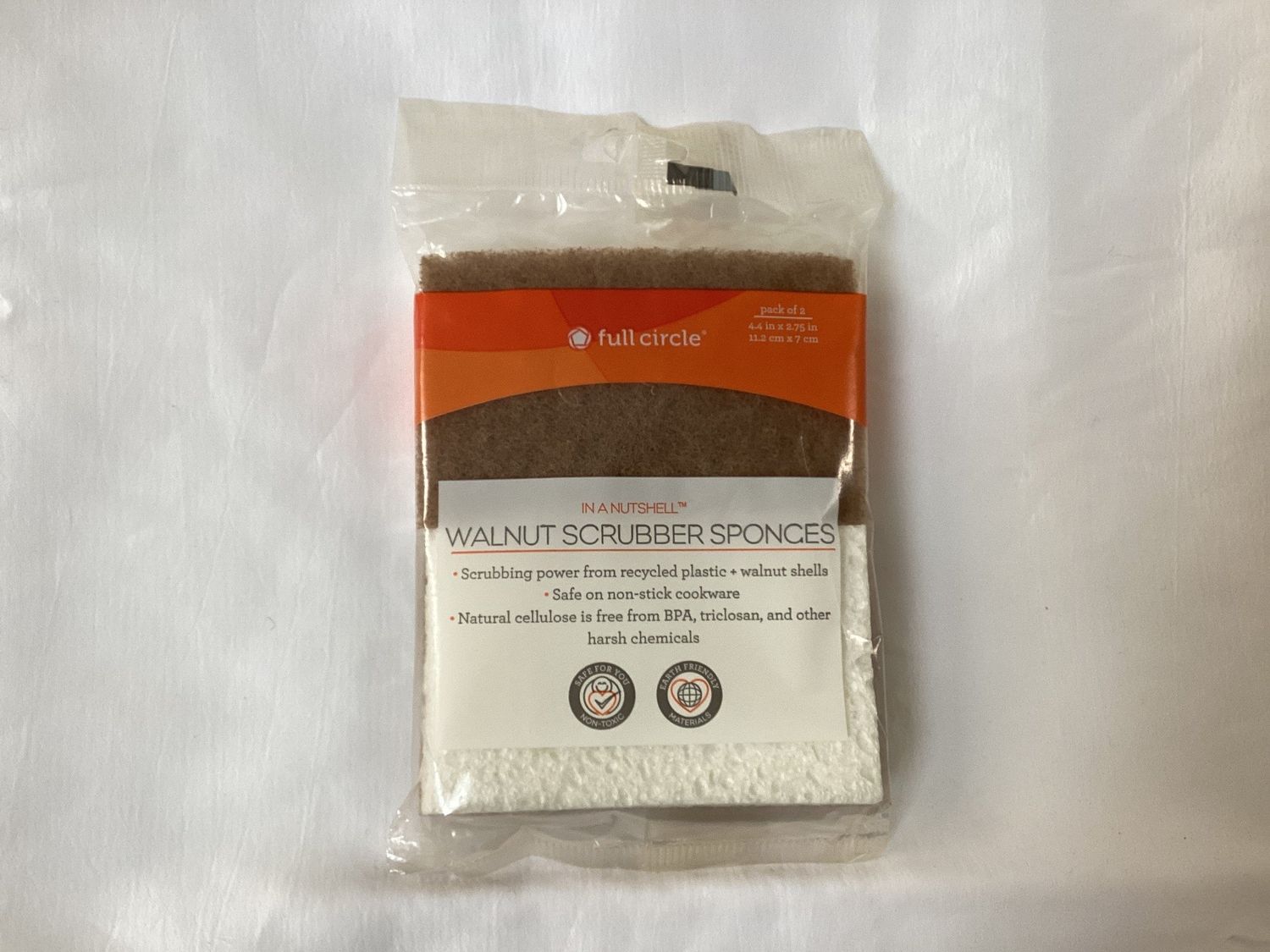 Full circle In A Nutshell Walnut Scrubber Sponges Pack of 2