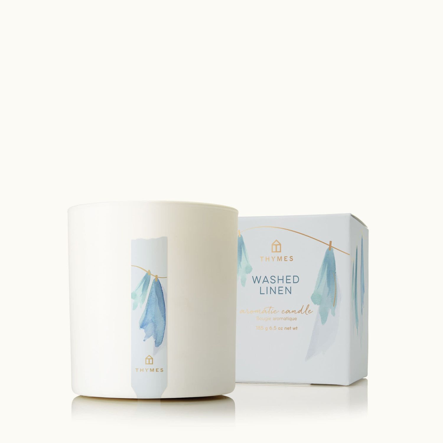 Thymes Washed linen aromatic candle 8 oz