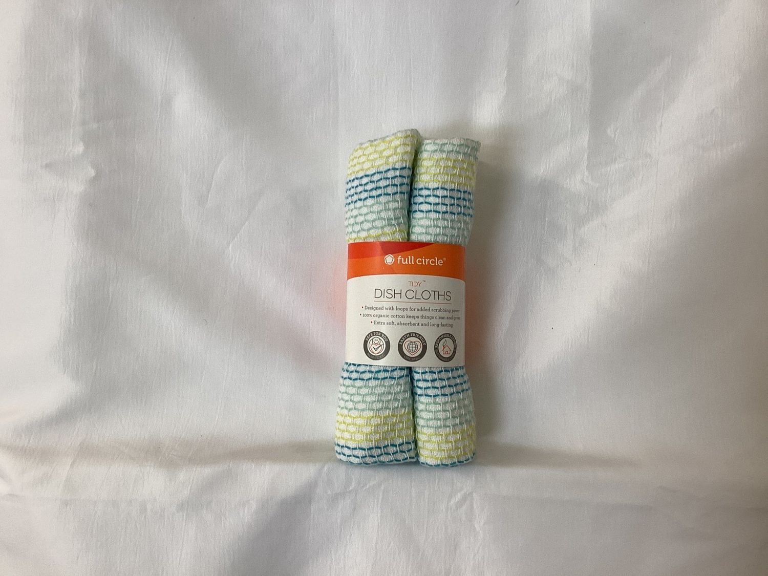 Full circle Tidy Dish Cloths Set of 3 Green Blue Yellow