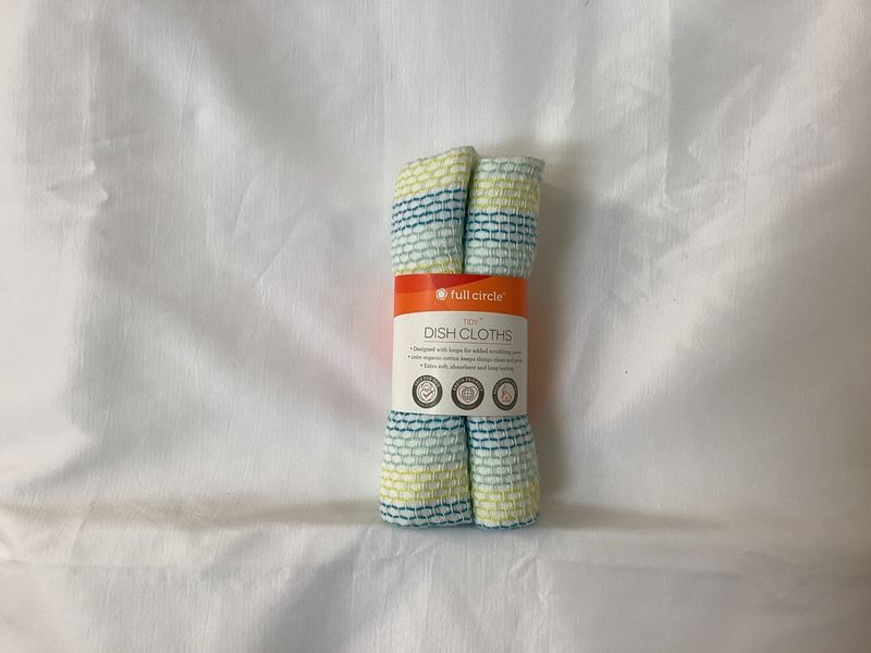 Full circle Tidy Dish Cloths Set of 3 Green Blue Yellow