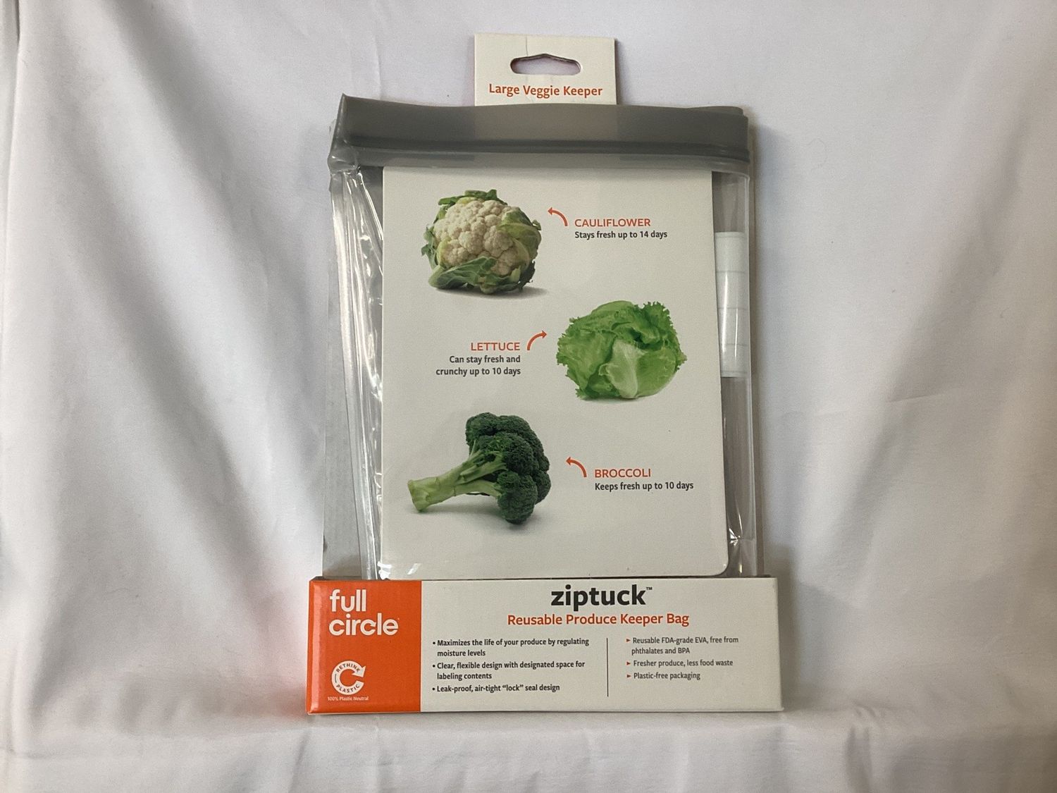 Full circle Ziptuck Reusable Produce Keeper Bag Large Veggie Keeper