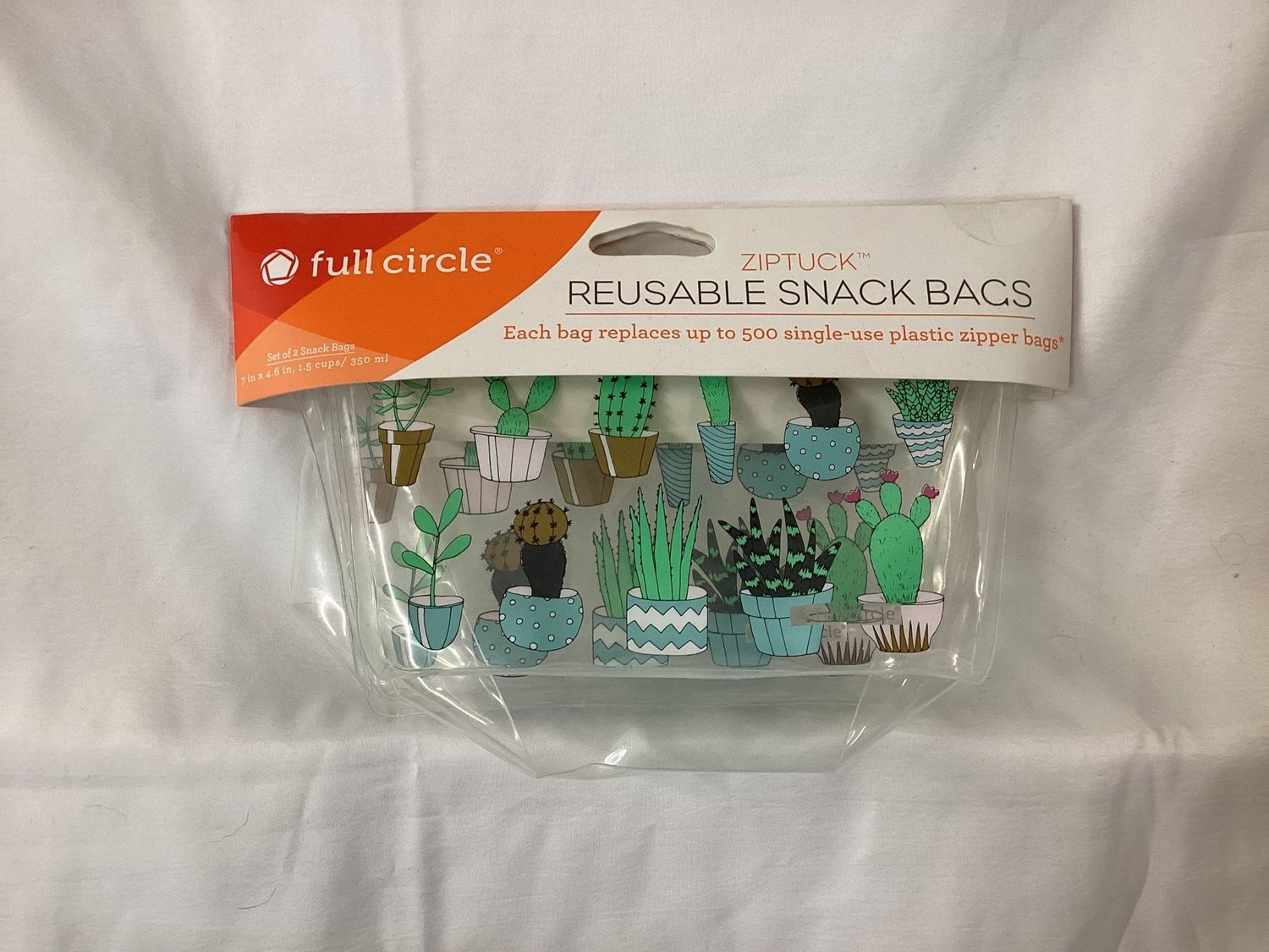 Full circle Ziptuck Reuseable Snack Bags Cactus