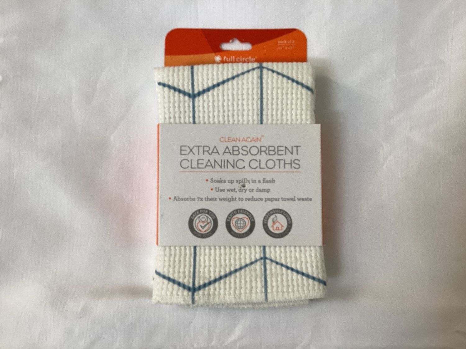 Full circle Clean Again Extra Absorbent Cleaning Cloths Pack of 2 Blue Lines