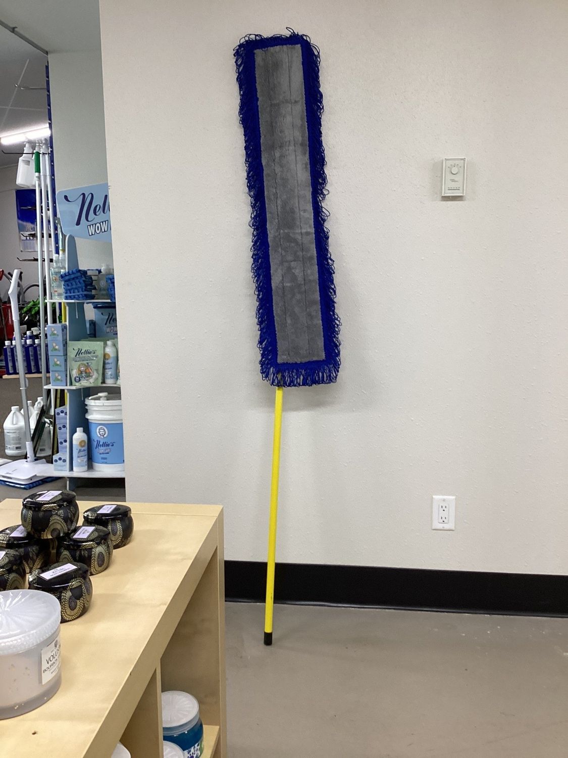Yellow Dry Dust Mop Handle and slot pocket