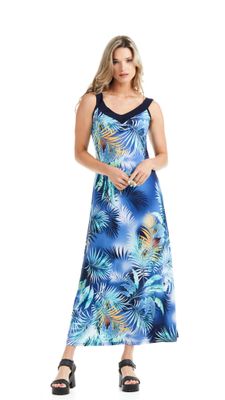 VL39 sleeveless printed maxi dress