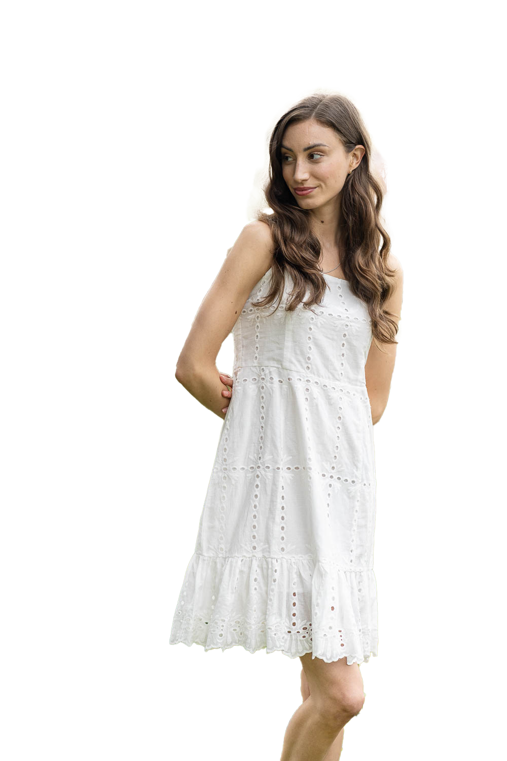 PD-14669 sleeveless eyelet dress