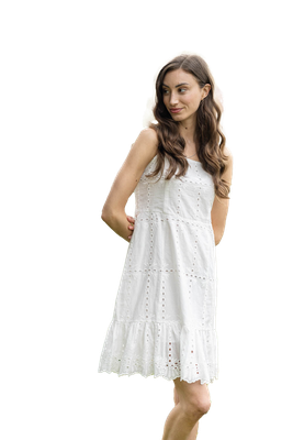 PD-14669 sleeveless eyelet dress
