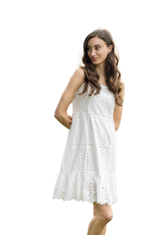 PD-14669 sleeveless eyelet dress