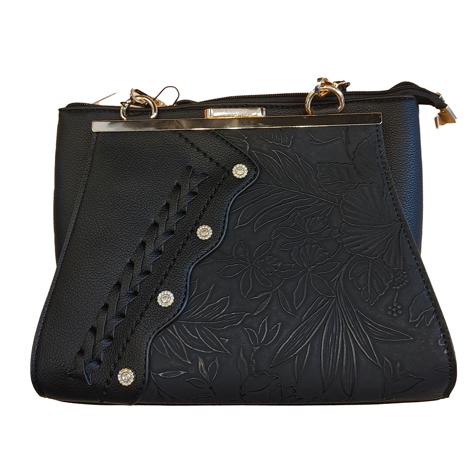 JE6531-1 black shoulder bag w/outside compartment