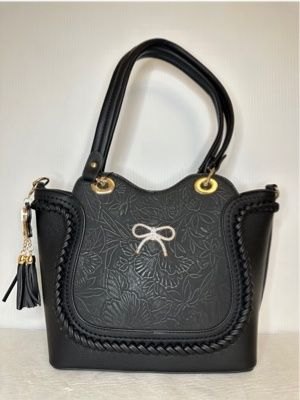 TO630A large tote w/ bow on front and extra strap for crossbody