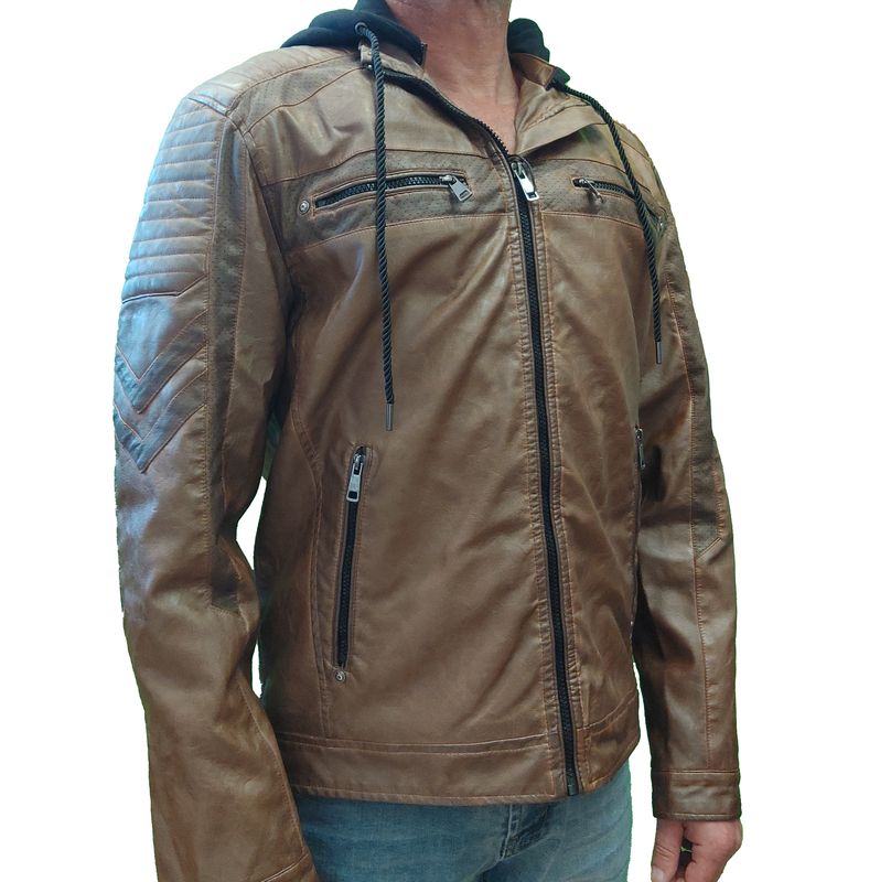 360H faux leather jacket w/hood