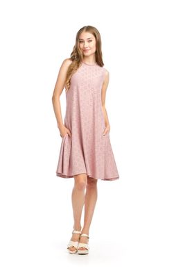 PD-16556 stretch eyelet aline sleeveless dress w/pockets