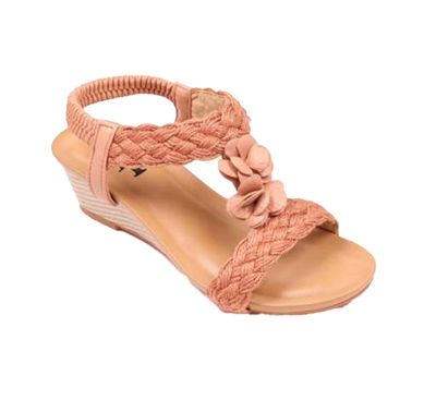 S-1459 wedge t-strap weaved sandal