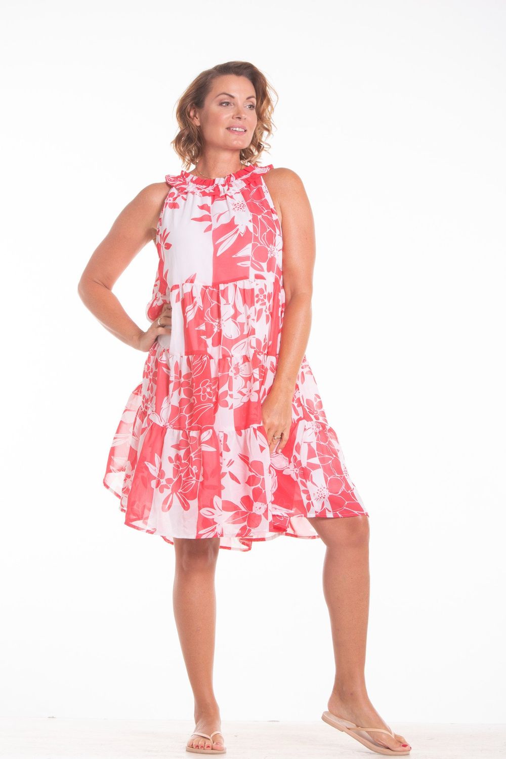 73006 sleeveless floral dress