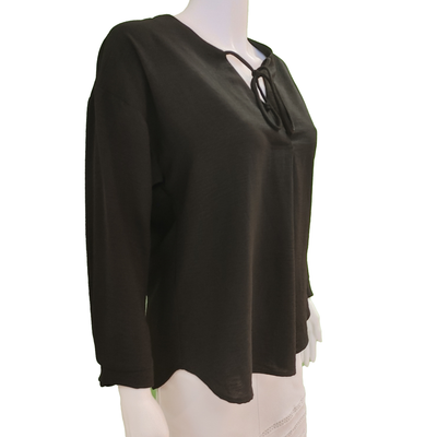 F353T ladies l/s blouse w/tie front 