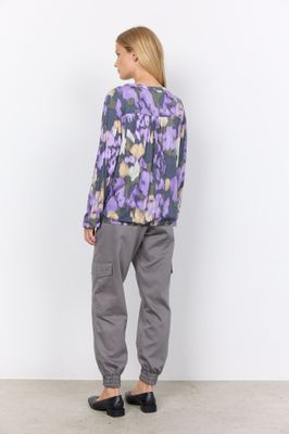 SC-MARICA stretch l/s thin soft print losse neck top