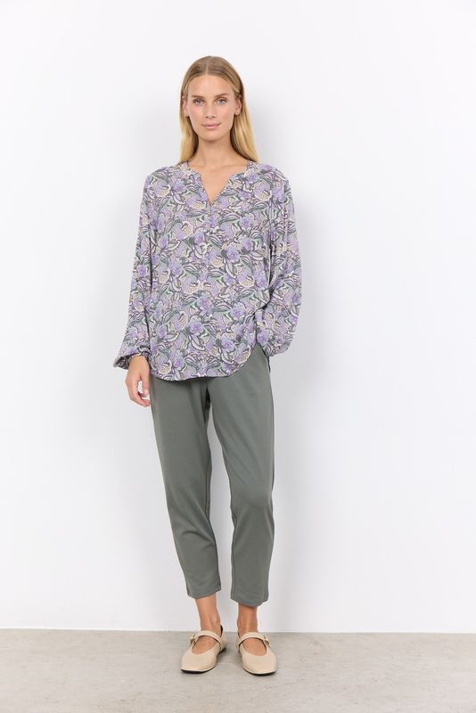 SC-ADINE1 long sleeve v-neck print blouse w/buttons