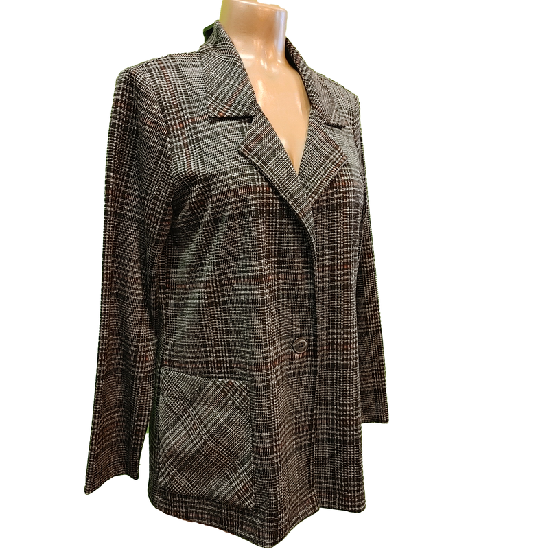 F330J plaid blazer/jacket w/ front pockets