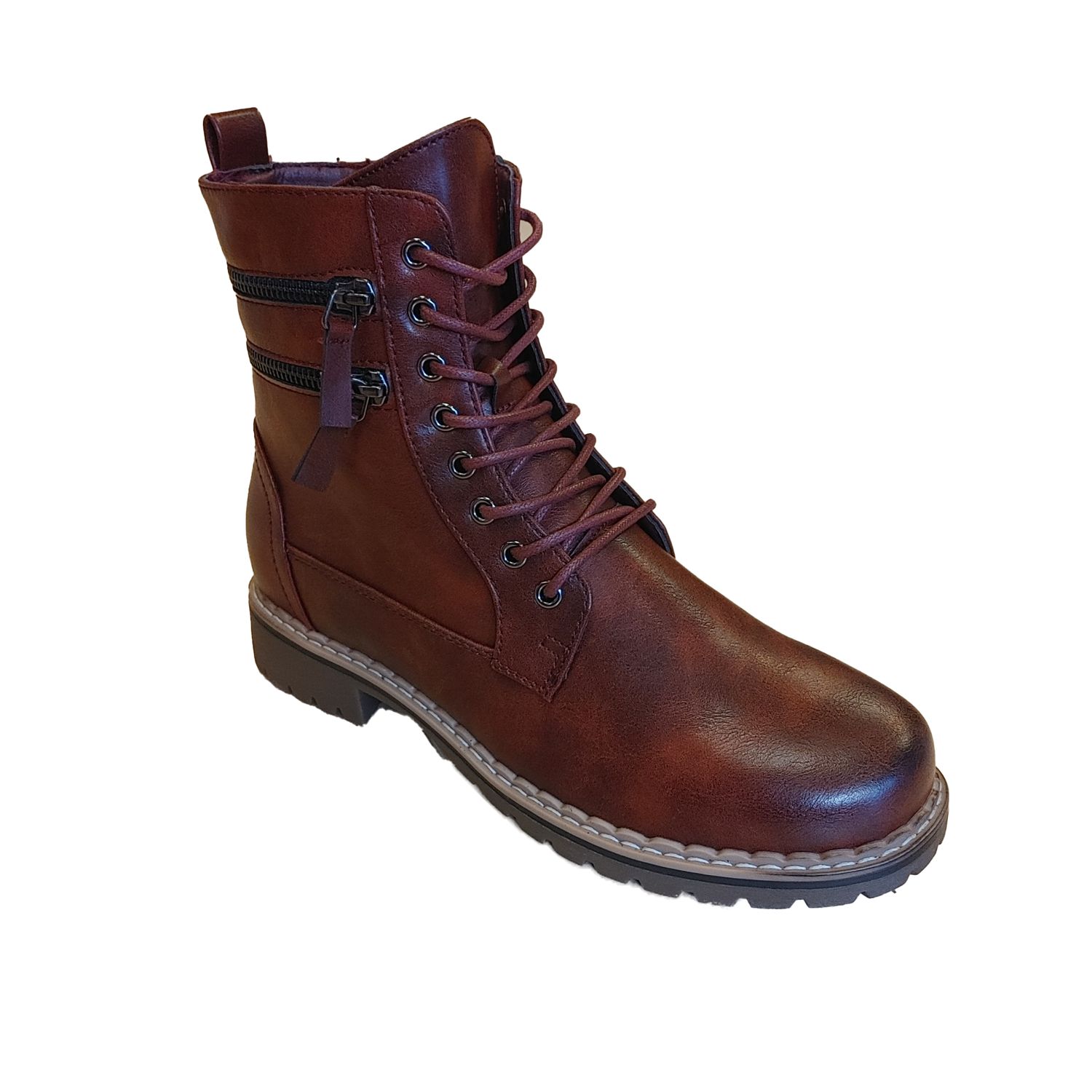 2137148  short lace up fur lined  boot w/inside zipper for easy acess