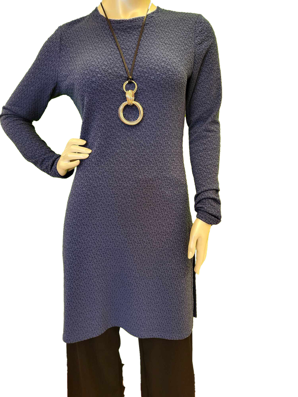 20-7436 ladies l/s tunic dress w/side slits
