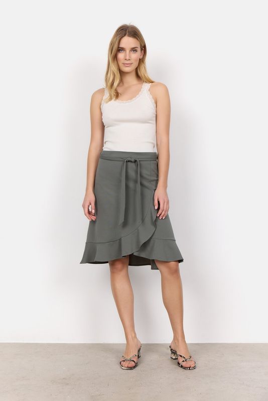 SC-SIHAM24A pull on stretch skirt w/ruffle front