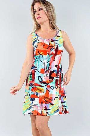 24S3680 sleeveless print sundress