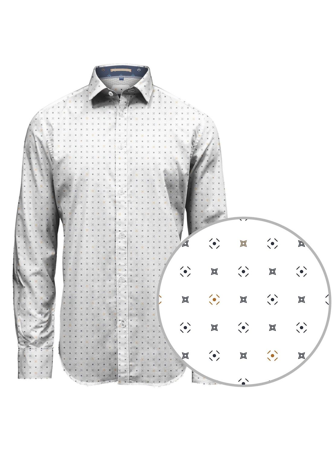 7164161W l/s poly/cotton print shirt