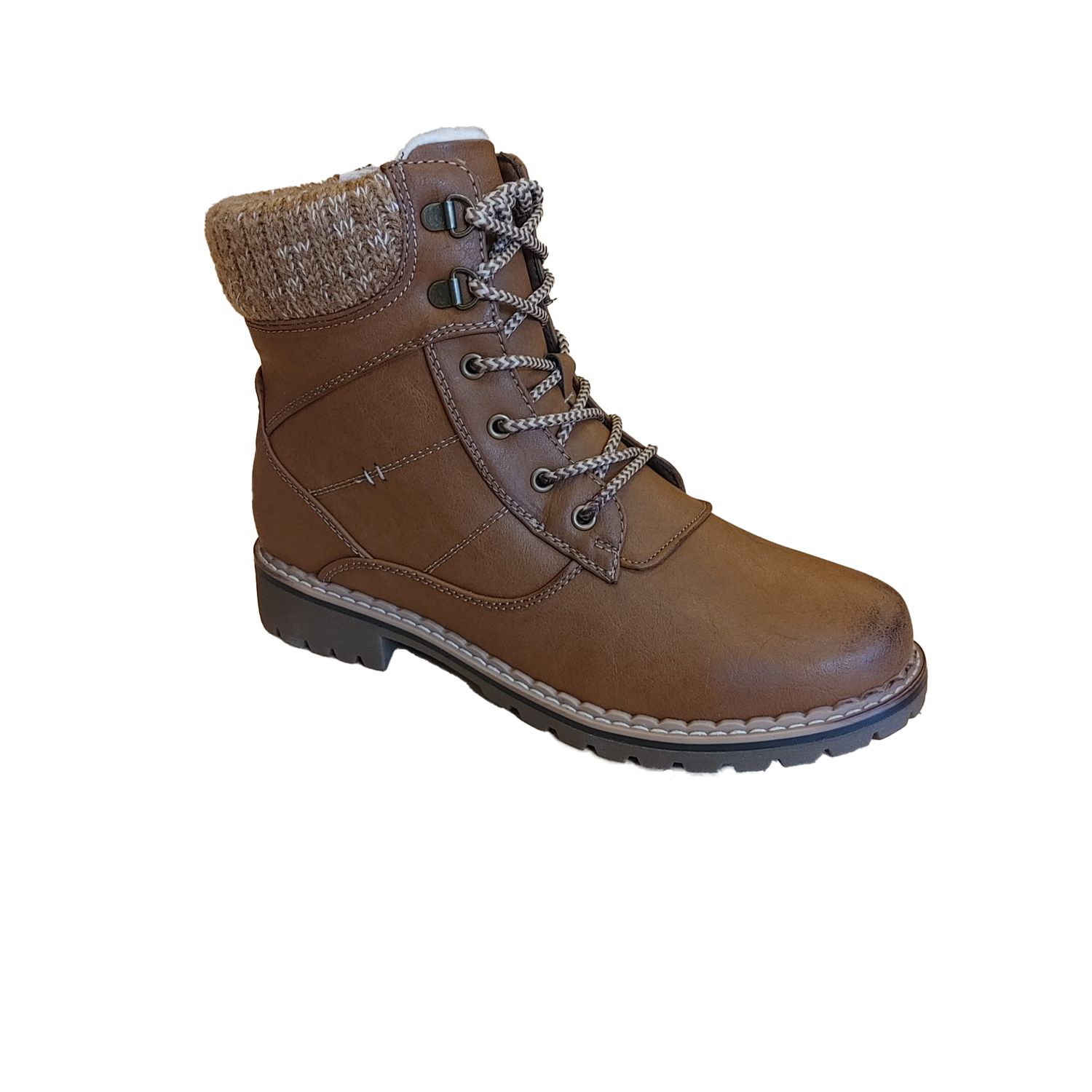 2137145 short fur lined lace up boot w/inside zipper for easy access