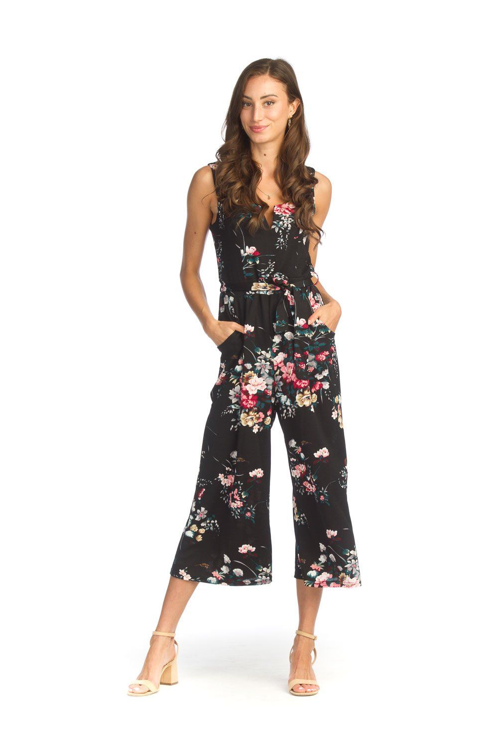 PP--14837 Floral stretch jumpsuit 