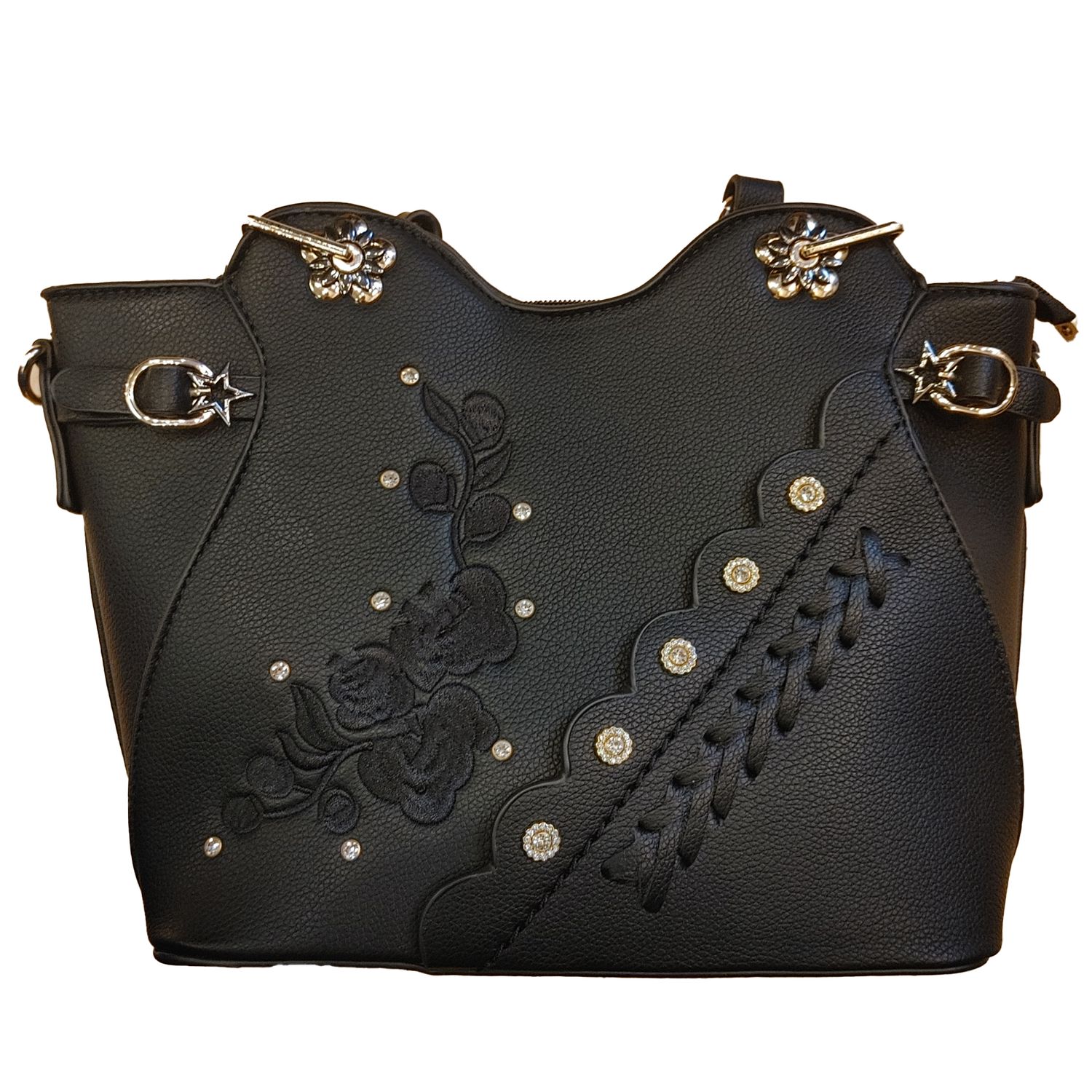 JO6917B small tote w/floral print and extra strap for crossbody