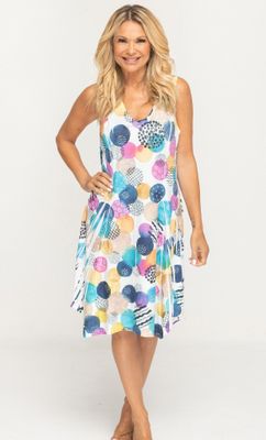 S203 sleeveless circle print w/lace back