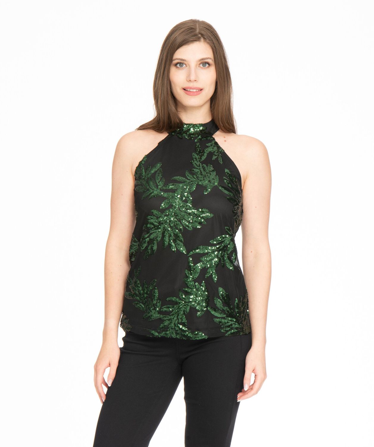 CSTP04433M ladies sleeveless sequence top