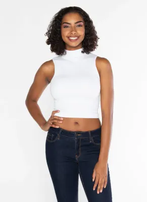 CEBT1017 sleeveless mock neck bamboo tank