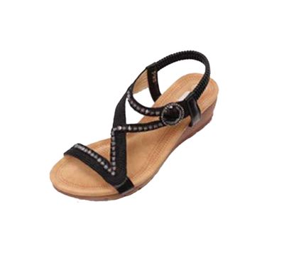 S-1418 zig zag sandal w/jewel on side