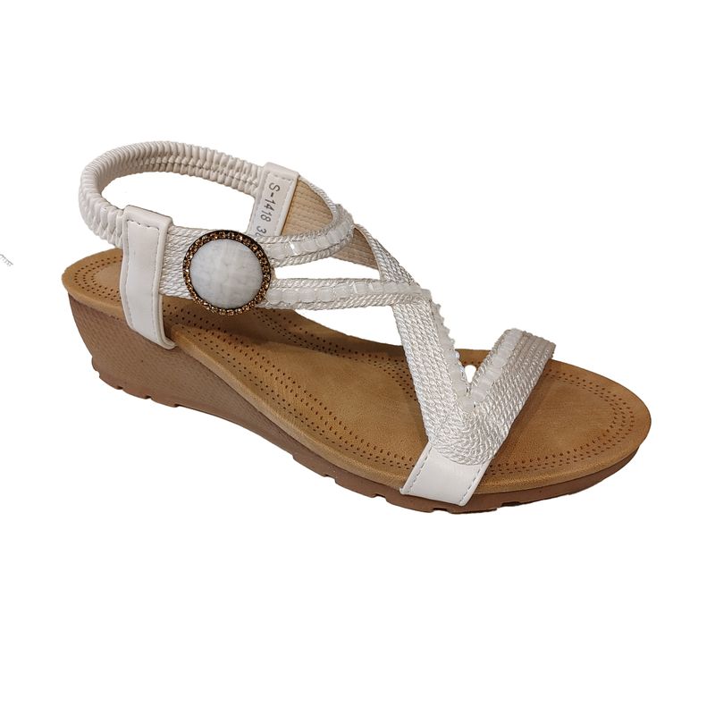 S-1418 zig zag sandal w/jewel on side