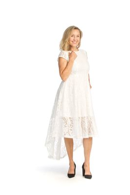 PD-14733 cap sleeve lined dress w/lace overlay