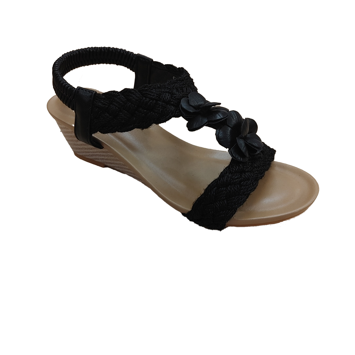 S-1459 wedge t-strap weaved sandal